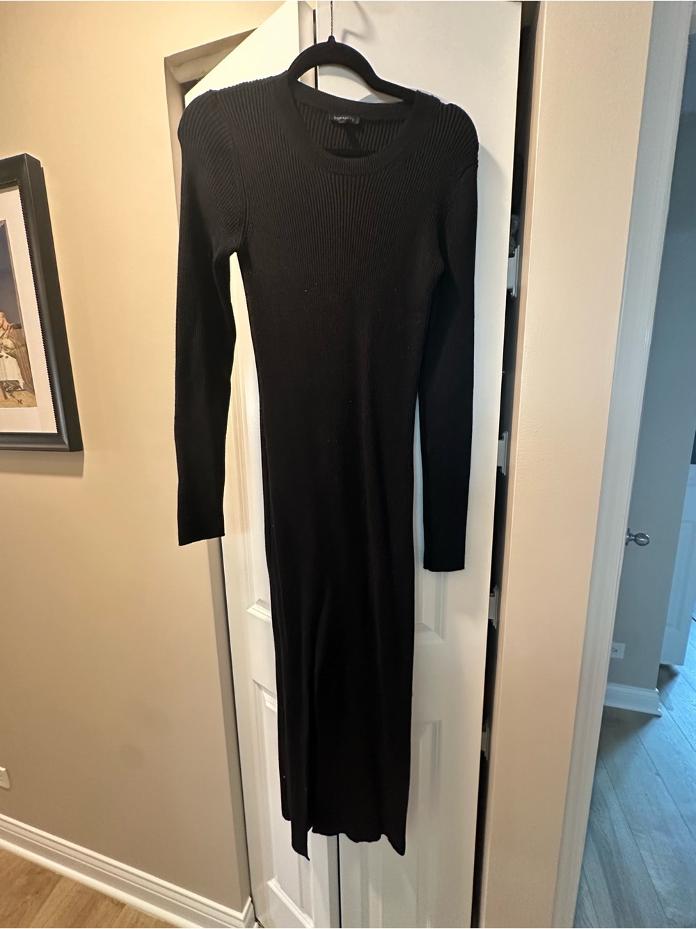 Dynamite Black Long Sleeve Midi Ribbed Dress